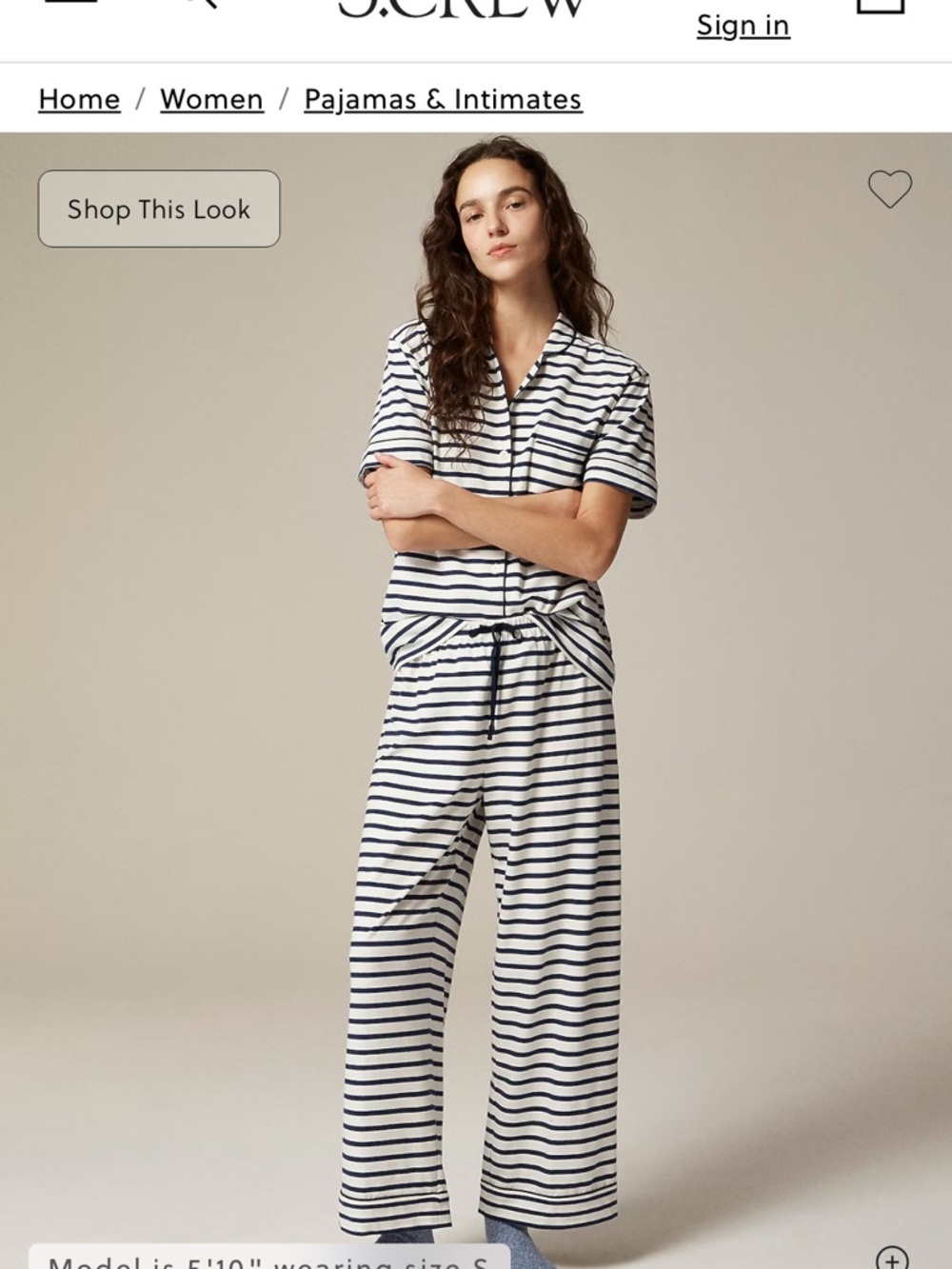 J. Crew Women's Dreamy cotton-blend short-sleeve pajama pant set in stripe